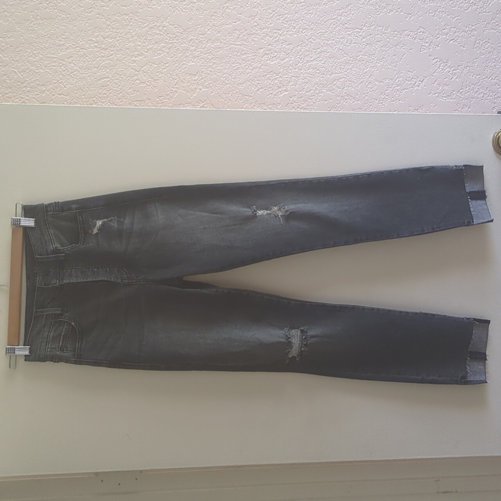 Level 99 Button Fly High-Waisted Faded Distressed Black Jeans Size 26